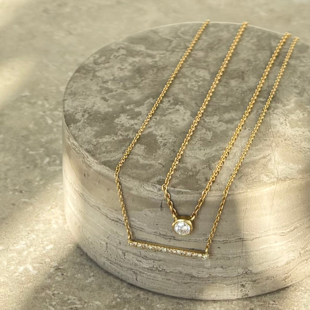 Golden Necklace with diamonds by Julie Wettergren