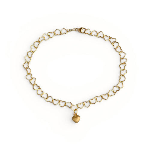 Chain Bracelet - med forgyldt hjerte by Julie Wettergren